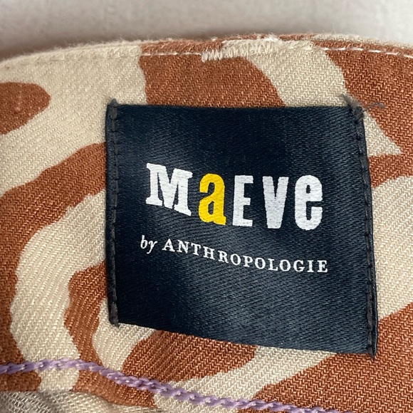 Maeve Colette Wide Leg Linen Blend Hi Rise Pants Zebra Swirl Brown Cream 31 - Picture 11 of 15